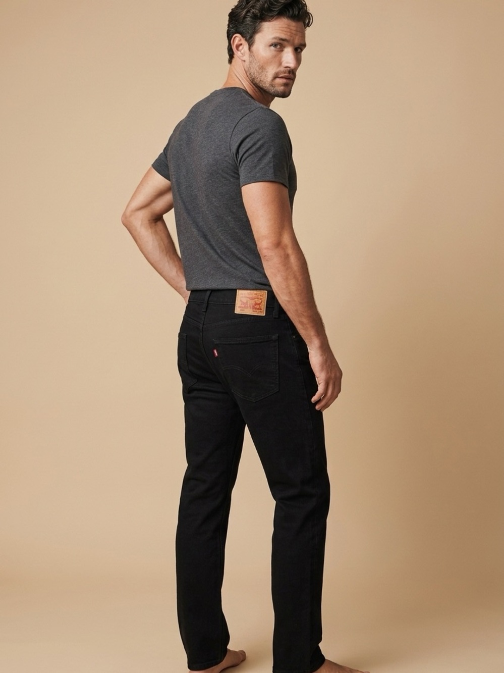 Men's Black Levi’s 505 Straight Fit Jeans - Classic Denim - Hemmed 34/29